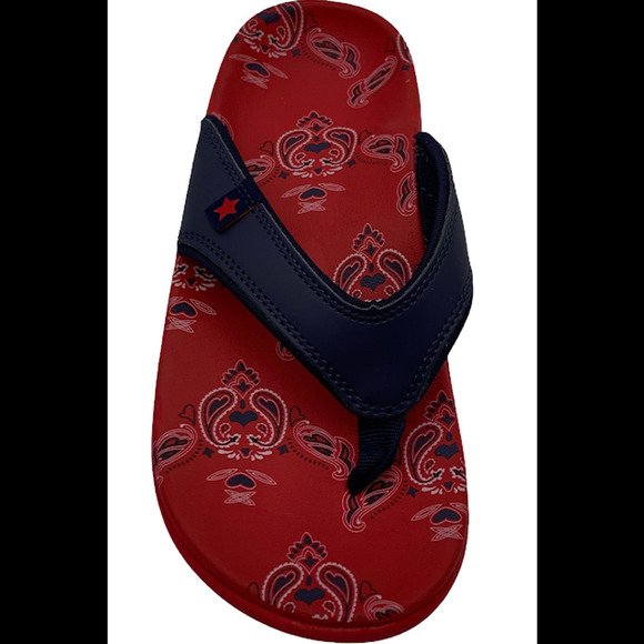 Spenco Orthotic Thong Sandals Yumi Americana Navy/Red - Medium - Picture 3 of 4